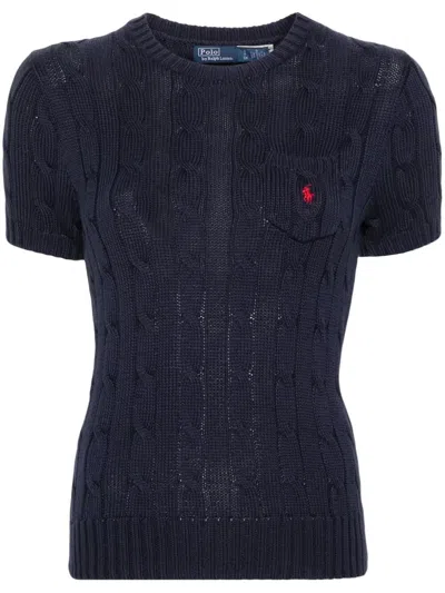 POLO RALPH LAUREN CTN CBL TEE SHORT SLEEVE PULLOVER,211895379010 010 HUNTER NAVY