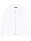 Polo Ralph Lauren Zip-up White Sweater With Classic Hood And Front Pocket In White