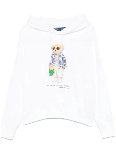 POLO RALPH LAUREN STRPE BR HD LONG SLEEVE SWEATSHIRT,211959115 001 WHITE