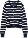 Polo Ralph Lauren Strp Jersey Cardigan Long Sleeve In Blue