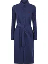 Polo Ralph Lauren Button-down Belted Shirtdress In Blue