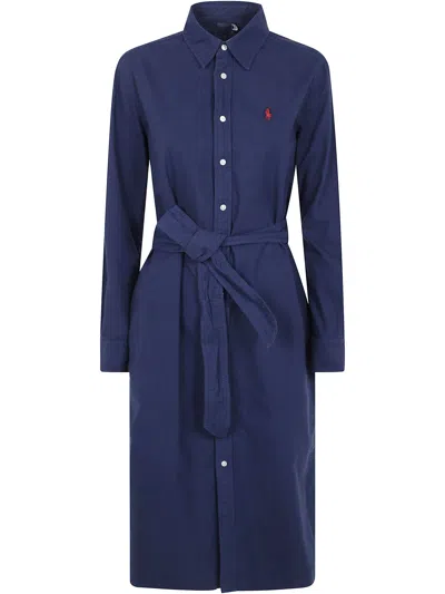 POLO RALPH LAUREN N CORY LONG SLEEVE DAY DRESS,211963031 001 SUMMER NAVY