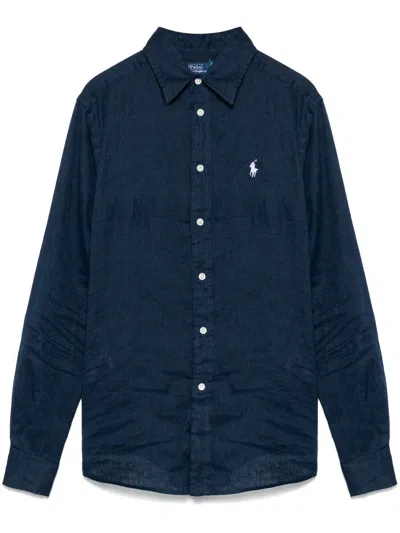 POLO RALPH LAUREN CLASSIC LONG SLEEVE SHIRT,211970730 002 NEWPORT NAVY