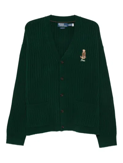 Polo Ralph Lauren 2/26 Wool Rws-lsdogbfcrdg-long Sleeve-cardigan In Green