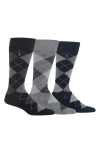 Polo Ralph Lauren Diamond Dress Socks 3-pack In Black/grey