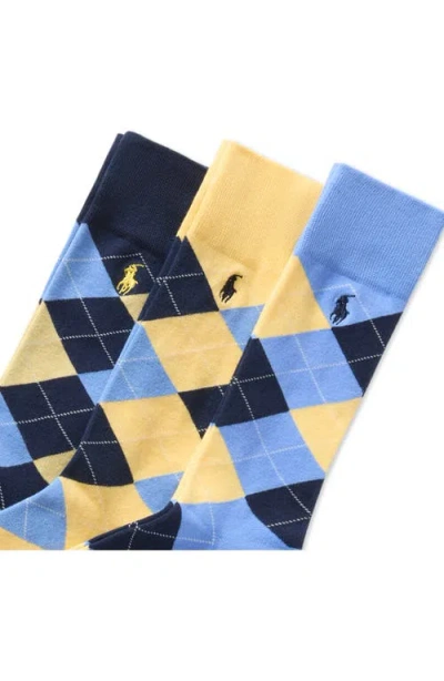 Polo Ralph Lauren 3-pack Argyle Socks In New Navy