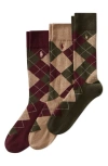 Polo Ralph Lauren 3-pack Argyle Socks In Olive