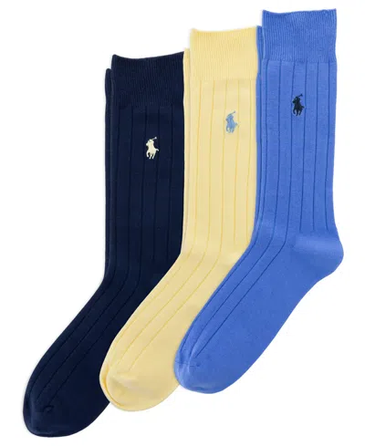 Polo Ralph Lauren 3 Pack Cotton Rib Casual Men's Socks In Multi