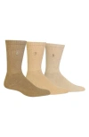 Polo Ralph Lauren 3-pack Crew Socks In Taupe/oyster/beige