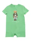 POLO RALPH LAUREN GREEN ROMPER WITH POLO BEAR PRINT IN COTTON BABY
