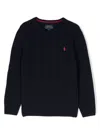 Polo Ralph Lauren Logo-embroidered Cable-knit Jumper In Blue