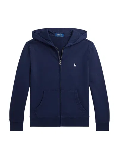 Polo Ralph Lauren Kids' Logo Spa Terry Full-zip Hoodie In Blue
