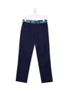Polo Ralph Lauren Kids Boys Blue Cotton Trousers With Belt In Blue