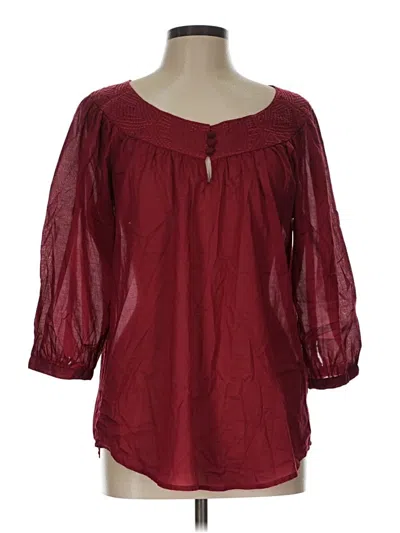 Pre-owned Polo Ralph Lauren 3/4 Sleeve Blouse In Burgundy