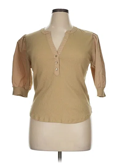 Pre-owned Polo Ralph Lauren 3/4 Sleeve Blouse In Tan