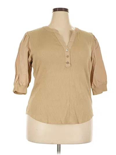Pre-owned Polo Ralph Lauren 3/4 Sleeve Blouse In Tan