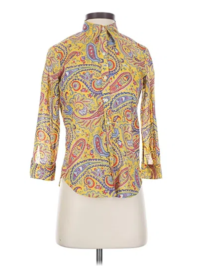 Pre-owned Polo Ralph Lauren 3/4 Sleeve Blouse In Yellow