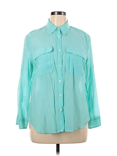 Pre-owned Polo Ralph Lauren 3/4 Sleeve Button Down Shirt In Blue