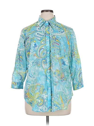 Pre-owned Polo Ralph Lauren 3/4 Sleeve Button Down Shirt In Blue