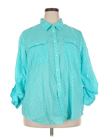 Pre-owned Polo Ralph Lauren 3/4 Sleeve Button Down Shirt In Blue