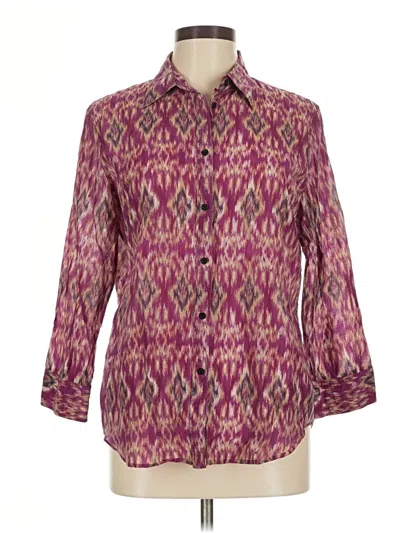 Pre-owned Polo Ralph Lauren 3/4 Sleeve Button Down Shirt In Burgundy