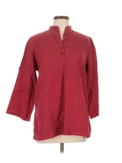 Pre-owned Polo Ralph Lauren 3/4 Sleeve Button Down Shirt In Burgundy