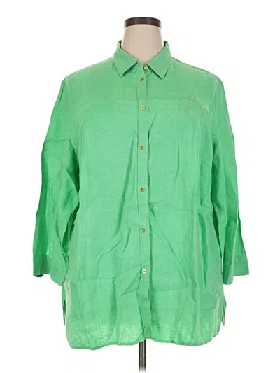 Pre-owned Polo Ralph Lauren 3/4 Sleeve Button Down Shirt In Green