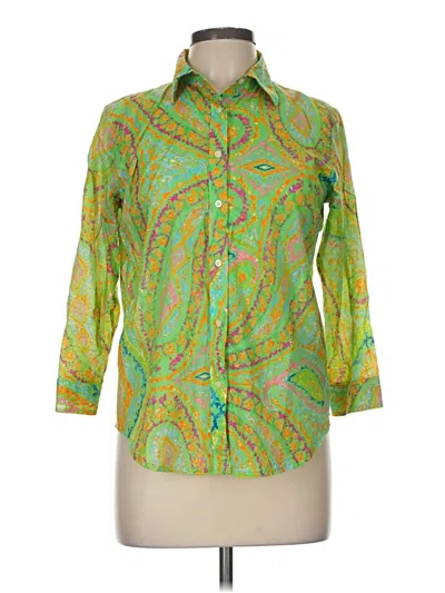 Pre-owned Polo Ralph Lauren 3/4 Sleeve Button Down Shirt In Green