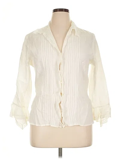 Pre-owned Polo Ralph Lauren 3/4 Sleeve Button Down Shirt In Ivory