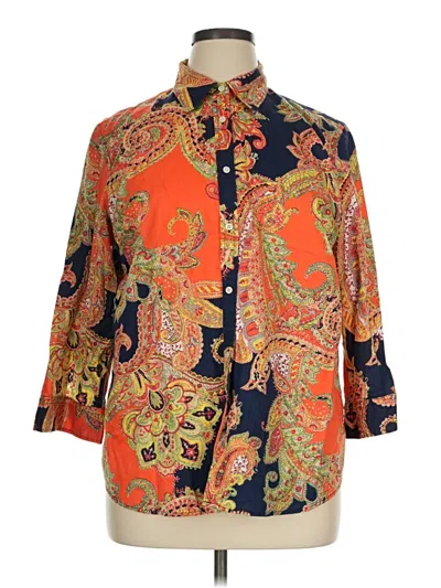 Pre-owned Polo Ralph Lauren 3/4 Sleeve Button Down Shirt In Orange