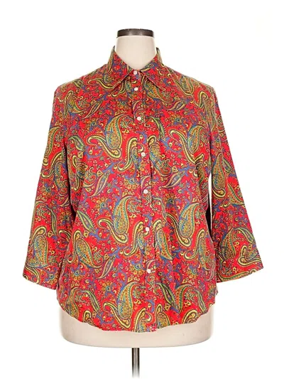 Pre-owned Polo Ralph Lauren 3/4 Sleeve Button Down Shirt In Red