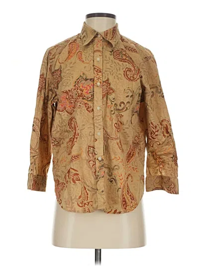 Pre-owned Polo Ralph Lauren 3/4 Sleeve Button Down Shirt In Tan