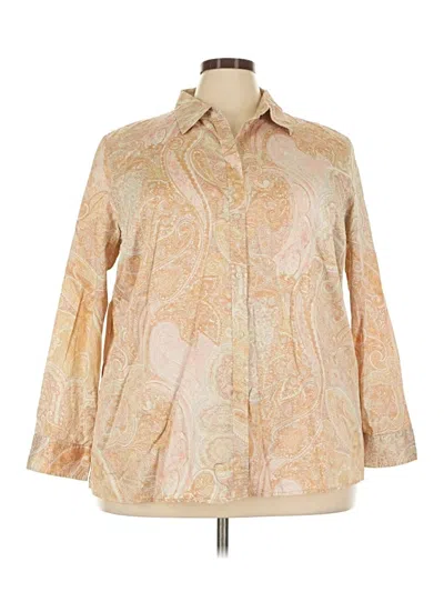 Pre-owned Polo Ralph Lauren 3/4 Sleeve Button Down Shirt In Tan