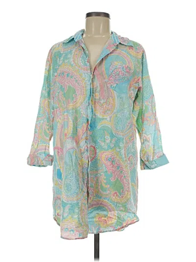 Pre-owned Polo Ralph Lauren 3/4 Sleeve Button Down Shirt In Teal