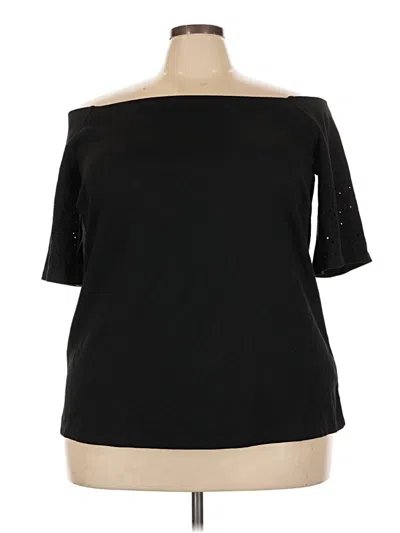 Polo Ralph Lauren 3/4 Sleeve Top Black Off The Shoulder Neckline Tops