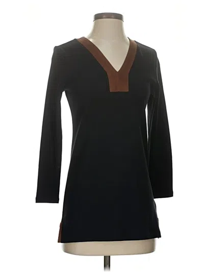 Pre-owned Polo Ralph Lauren 3/4 Sleeve Top Black V Neck Tops