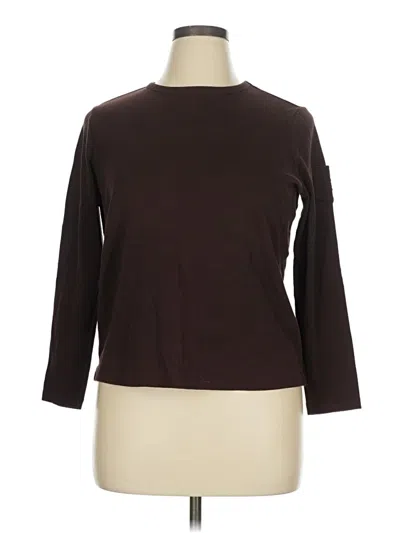 Pre-owned Polo Ralph Lauren 3/4 Sleeve Top Brown Crew Neck Tops