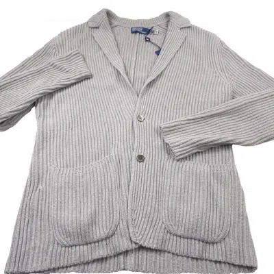 Pre-owned Polo Ralph Lauren $398  Gray Cotton Cashmere Blazer Cardigan Sweater Mens Large