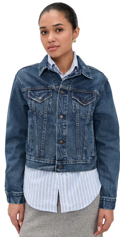 Polo Ralph Lauren 3x1 Rigid Denim Classic Trucker Jacket Meuse Wash In Blue