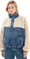 Shop Polo Ralph Lauren 3x1 Rigid Denim Lined Pullover Blue Multi