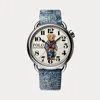 Polo Ralph Lauren 42 Mm Denim Polo Bear Steel White Dial In Blue