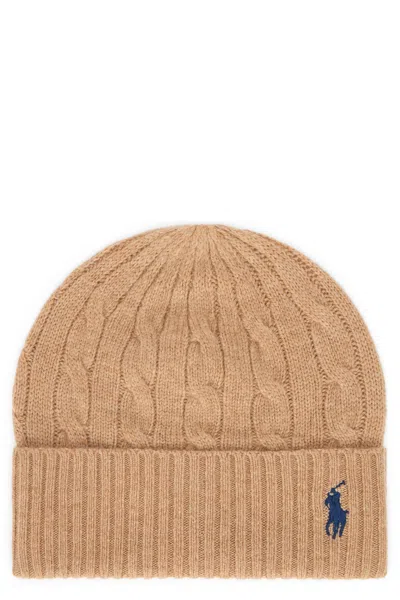 Polo Ralph Lauren 455981442 Cable-knit Wool Beanie In Beige