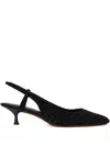 Polo Ralph Lauren 45mm Beaded Satin Slingback Pumps In Black