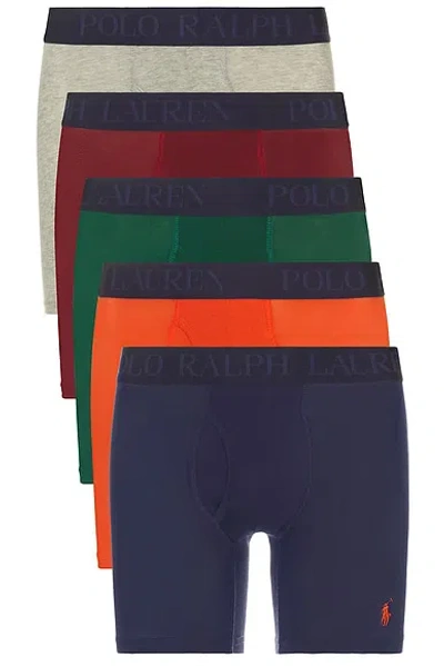 Polo Ralph Lauren 4d Flex Cooling Cotton Modal Boxer Brief 5 Pack In Multi