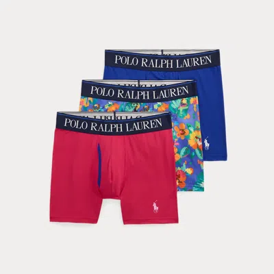 Polo Ralph Lauren 4d-flex Microfiber Boxer Brief 3-pack In Royal Floral Pink