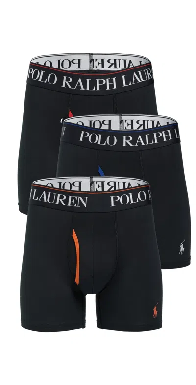 Polo Ralph Lauren 4d Flex Microfiber Boxer Briefs 3 Pack Polo Black
