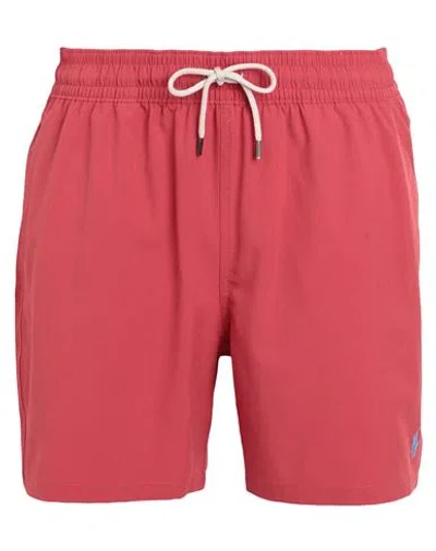 Polo Ralph Lauren 5.5-inch Traveler Swim Trunk Man Swim Trunks Brick Red Size S Recycled Polyester, In Red