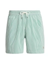 Polo Ralph Lauren Mens Traveller Striped Swim Shorts Raft Green Seersucker Xxl In Green