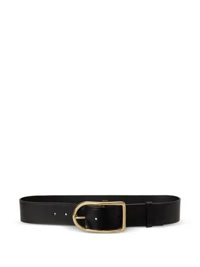 Polo Ralph Lauren 50mm Buckle Leather Belt In Black