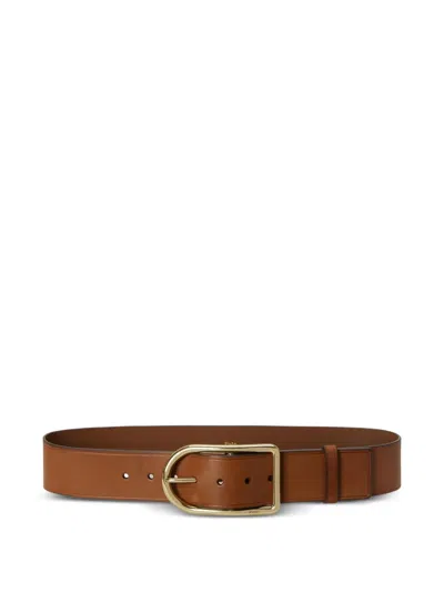 Polo Ralph Lauren 50mm Buckle Leather Belt In Brown